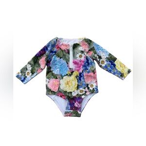 Show Me Your MuMu Mini Size 6-12 Months Floral Watercolor One Piece Swimsuit